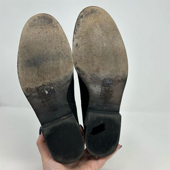 Eileen Fisher Women's Black Leaf Suede Pull On Booties Size 9.5 Classic Fall - Picture 11 of 12